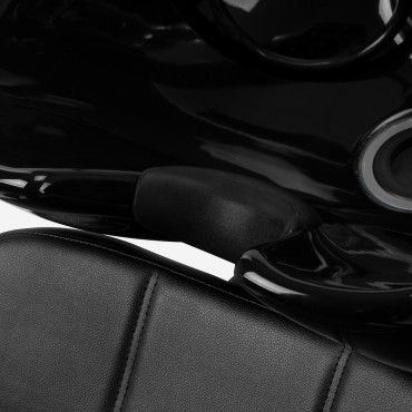 Hair System Komodo Zwart Kapperswasunit met Verstelbare Keramische Kom — detail armleuning