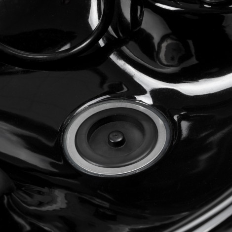 Hair System Komodo Black Friseurumwascheinheit mit verstellbarem Keramikbecken — Detailaufnahme Oberfläche