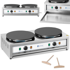 Dubbele elektrische pannenkoek met gietijzer 2 x 40cm 2 x 3000 W