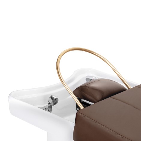 Gabbiano Head Spa 017 Haarwaschliege Braun — Detailaufnahme Sitz