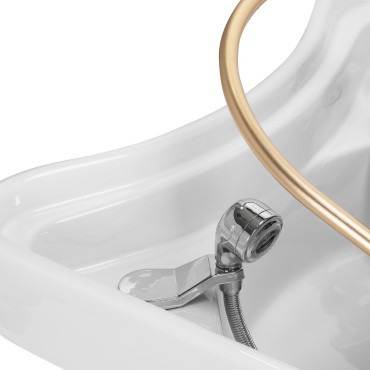 Gabbiano Head Spa 017 Haarwaschliege Braun — Detailaufnahme Griff