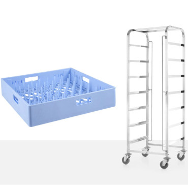 Trolley voor het transport van manden voor vaatwassers 7 x 500x500mm - Hendi 810583
