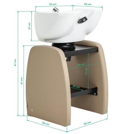 Unité de lavage coiffure Omega Aqualina beige — vue de face