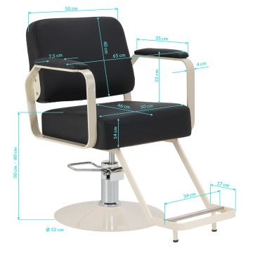 Friseurstuhl Omega Aurora Schwarz — Seitenansicht