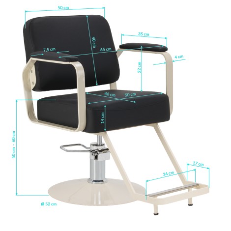 Frisörstol Omega Aurora svart — sidosida