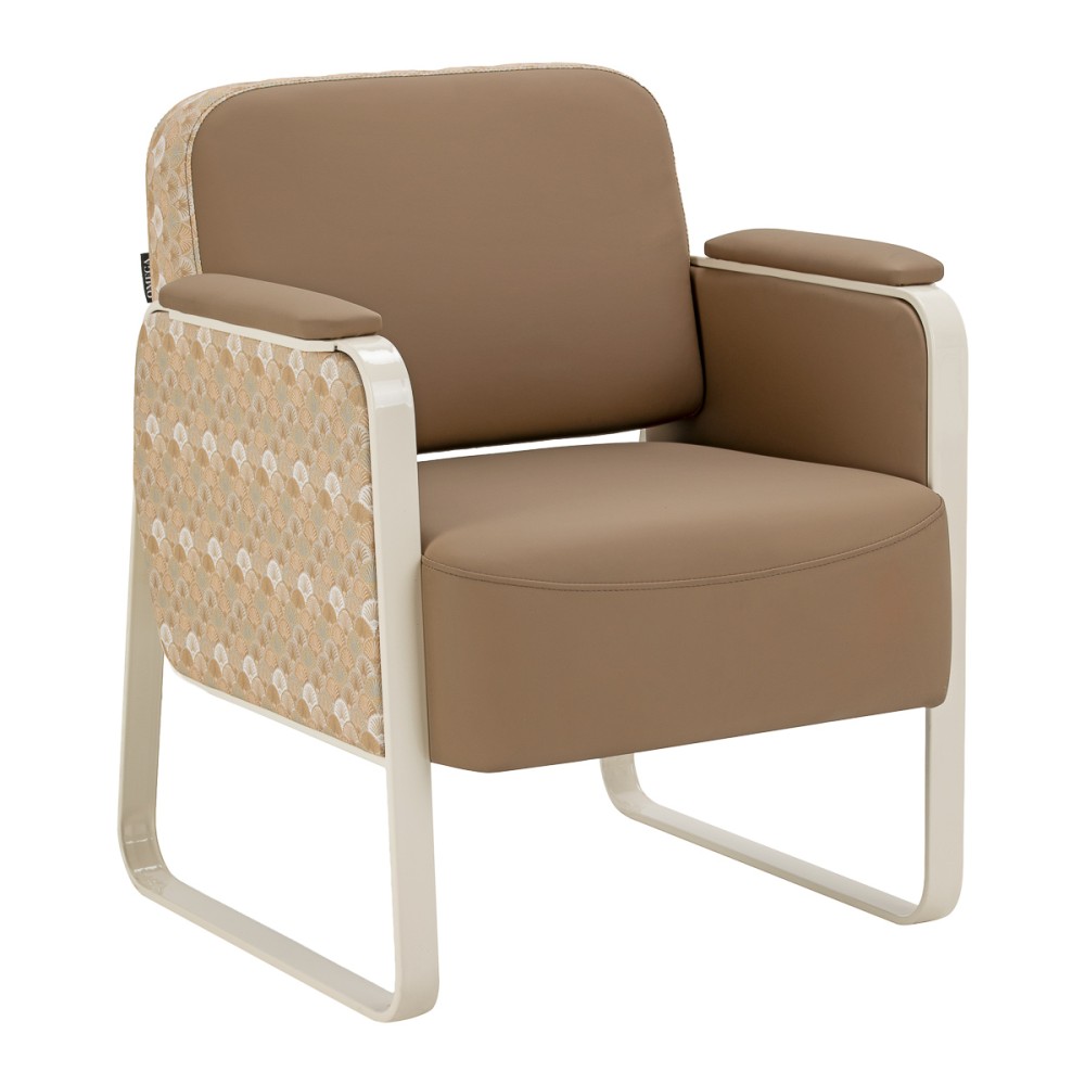 Fauteuil salle d'attente Omega Grandeur marron clair — vue de face