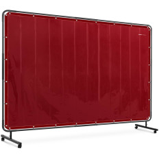 Screen Curtain protective welding with frame on wheels 239 x 175 cm - red