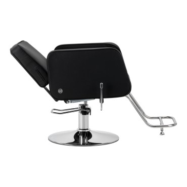 Sedia da parrucchiere Omega Andromeda nera — vista laterale
