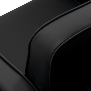 Friseurstuhl Omega Andromeda schwarz — Detailaufnahme Armlehne