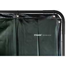 Pantalla de cortina de soldadura SCH con marco sobre ruedas 174 x 174 cm - Negro