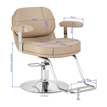 Silla de peluquería Omega Astra beige — vista lateral