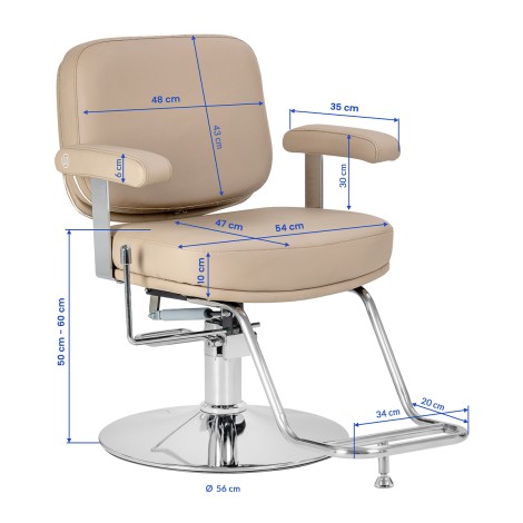 Fauteuil de coiffure Omega Astra Plus beige — vue latérale