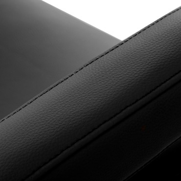 Sillón de peluquería Omega Astra Plus negro — detalle del reposabrazos