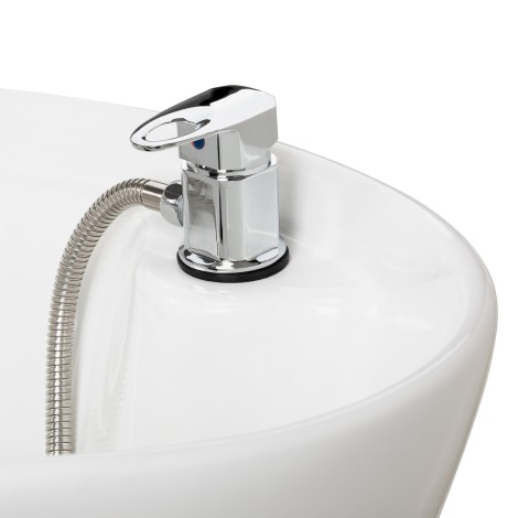 Postazione lavaggio capelli Omega Marina beige — primo piano dei comandi