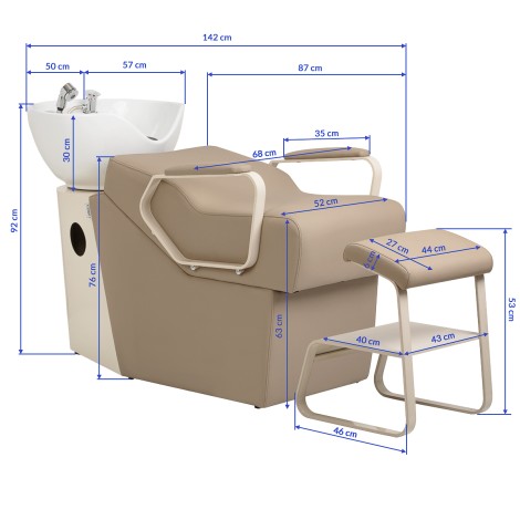 Hairdressing wash unit Omega Marina beige — side view