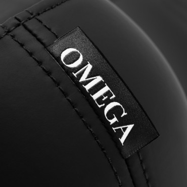 Omega Supremo svängbar stol svart — närbild av etikett