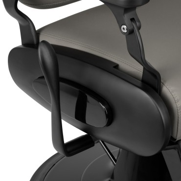 Fauteuil de barbier Gabbiano Francesco gris avec base noire — gros plan poignée