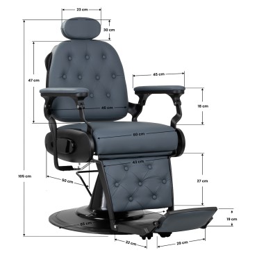 Barberstol Gabbiano Francesco grafit med børstet ramme anden kategori — forfra