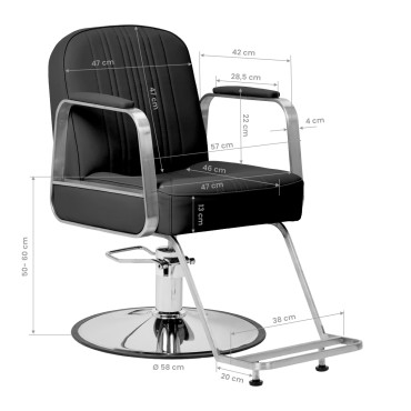 Hairdressing chair Gabbiano Acri black — front view