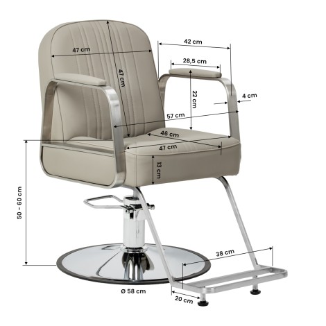 Frizerski stol Gabbiano Acri bež — sprednji pogled