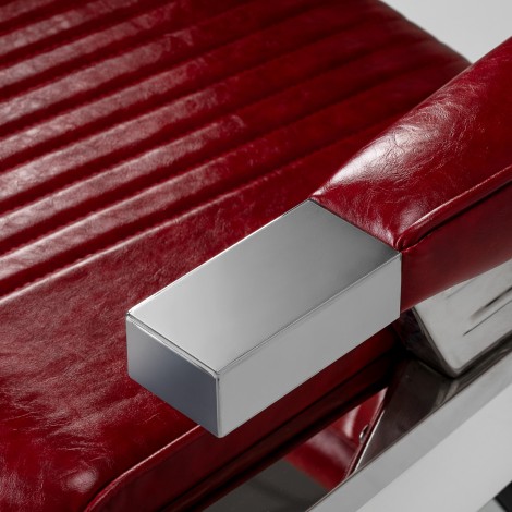 Barberské kreslo Gabbiano Royal X červené — detail opierky ruky