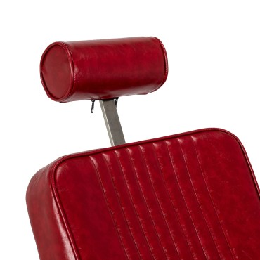 Poltrona da barbiere Gabbiano Royal X rossa — primo piano della testa