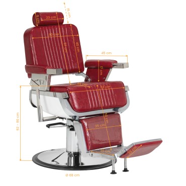Barberstuhl Gabbiano Royal X Rot — Seitenansicht