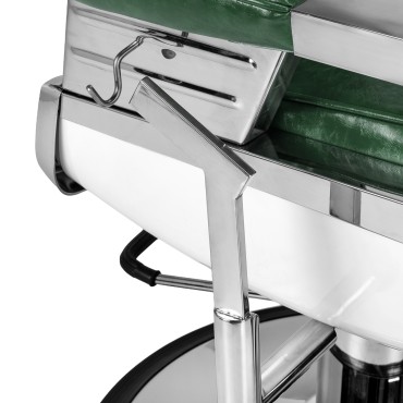 Barber chair Gabbiano Royal X green — close-up of the armrest