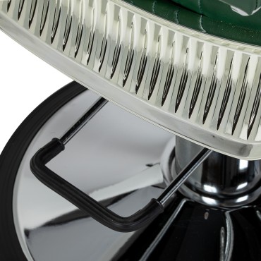 Cadeira de barbeiro Gabbiano Royal X verde — close-up da base