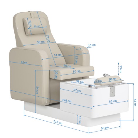 Pedicure-Sessel SPA Sillon Elysia Creme — Seitenansicht