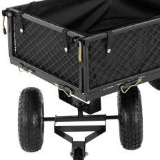Chariot de jardin pliable avec une bâche pour transporter de la terre et des engrais jusqu'à 300 kg.