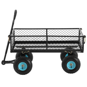 Trolley de jardim dobrado com encerado para transportar fertilizante terra até 300 kg