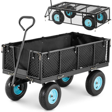 Trolley de jardim dobrado com encerado para transportar a Terra de Fertilizante até 550 kg