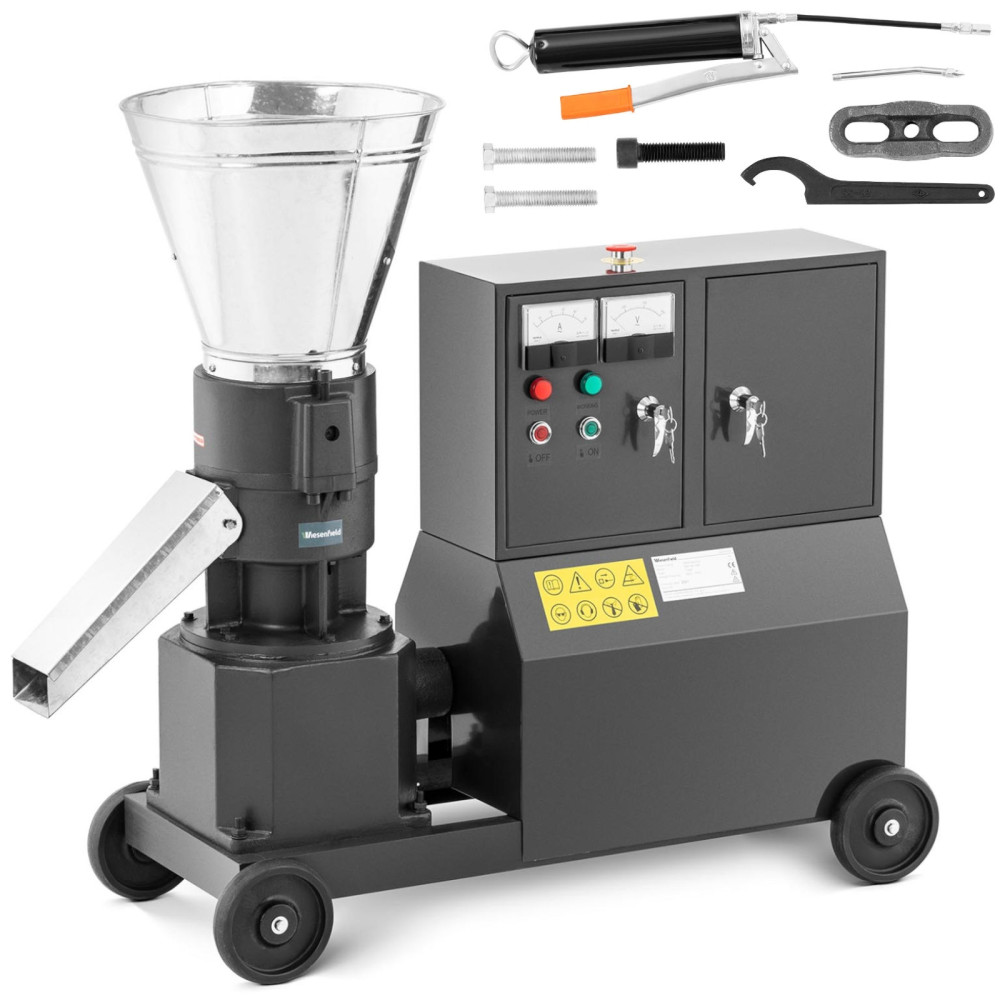 Peleciarka granulators granulu mašīna zāģbanīns Mobilā barība 7,5 kW 400 V 300 kg / h śr. 200 mm