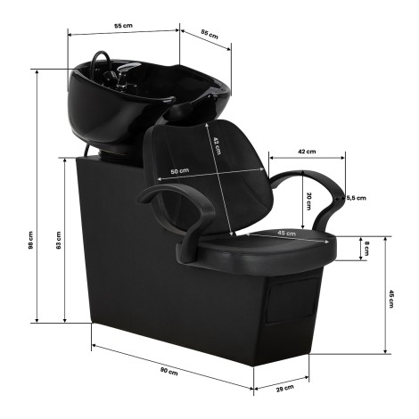 Kapperswasunit Hair System Borneo zwart