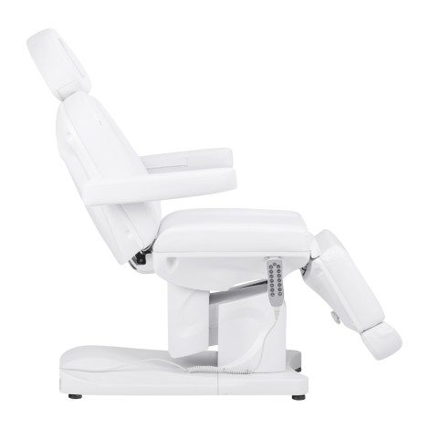 Elektrischer Kosmetikstuhl Azzurro 708A 4 Motoren mit Heizfunktion in Superweiß — Seitenansicht