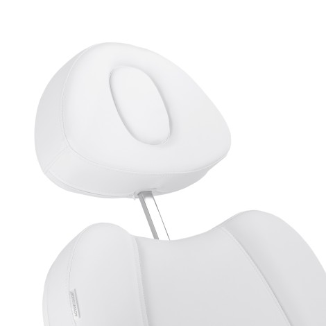 Electric cosmetic chair Azzurro 708A 4 motors with heating super white — close-up of the head