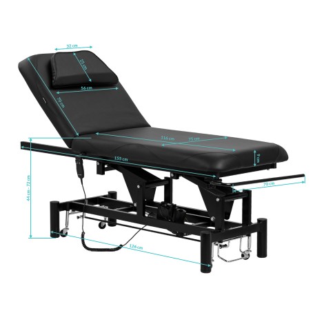 Table de Massage Électrique Azzurro 684A 1 moteur noire — vue latérale