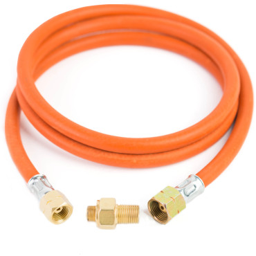 Savienojumu. Samazinājums tūristu gāzveida pudelei G 3/8 "L - 7/16" Hose 1,5m