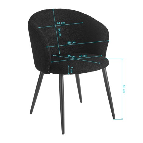 Chaise 4Rico Asola noire — vue de face