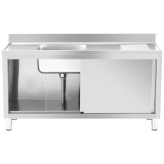 Lodēšanas viena kameras ēdināšanas baseins ar skapi ar bīdāmām durvīm 160 x 60 x 94,5 cm