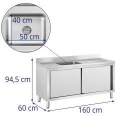 Lödning av enkammare catering pool med ett skåp med skjutdörrar 160 x 60 x 94,5 cm