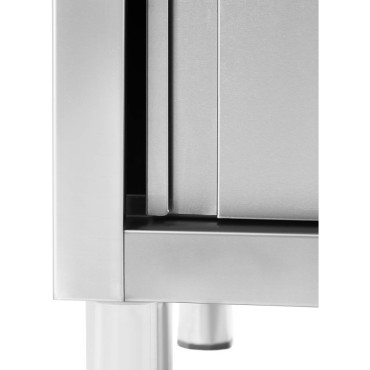 Évier de cuisine professionnel à deux bacs avec armoire à portes coulissantes 160 x 60 x 95 cm