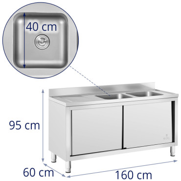 Spodnji komorni catering bazen z omarico z drsnimi vrati 160 x 60 x 95 cm