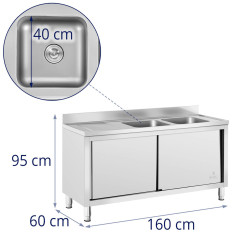 Spodnji komorni catering bazen z omarico z drsnimi vrati 160 x 60 x 95 cm