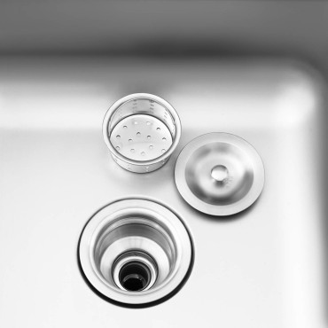 Bottom-chamber catering sink with cabinet with sliding doors steel drawers 160 x 60 x 95 cm