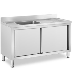 Sink Single-kamer Catering Pool met kast met schuifdeuren links 140 x 60 x 94,5 cm