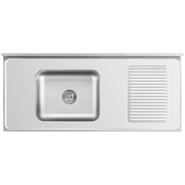 Pia piscina de catering de câmara única com armário com portas deslizantes esquerda 140 x 60 x 94,5 cm