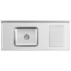 Lavello con catenatore a camera singola con armadietto con porte scorrevoli a sinistra 140 x 60 x 94,5 cm