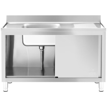 Spüle Einzelkammer Cateringpool mit Schrank mit Schiebetüren links 140 x 60 x 94,5 cm
